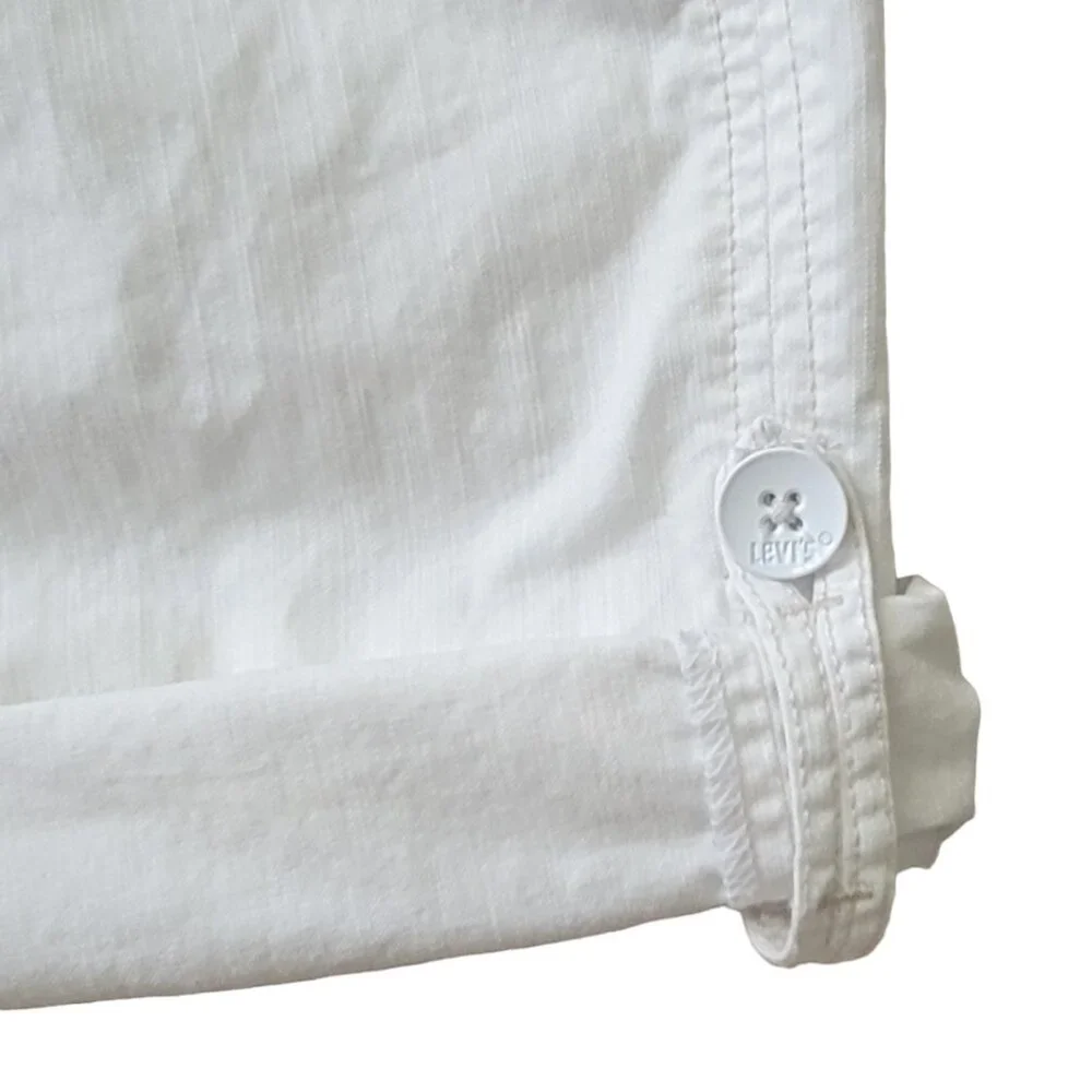Levi's Bright White Cotton Convertible Length Bermuda Shorts Sz M New